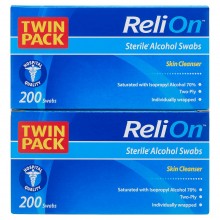 ReliOn Sterile Alcohol Swabs, Twin Pack,200 Count