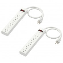 6 outlet power strip with switch, grounded white, 19 ¾ 