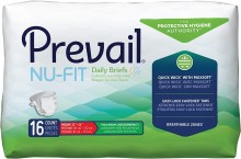 Prevail NU-FIT Maximum Absorbency Incontinence Briefs, Medium, 16 Count