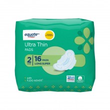 Equate Ultra Thin Pads with Wings, Long Super, Unscented, 16 ct