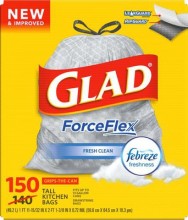 Glad ForceFlex With Febreze 13 Gallon Trash Bags 150 pk