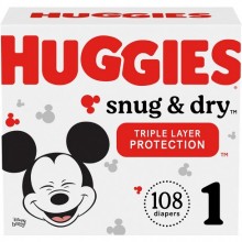 Huggies Snug and Dry Baby Diapers Size 1 /108 Units