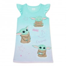 Star Wars The Mandalorian Girls Exclusive Baby Yoda Short Sleeve Pajama Nightgown, Sizes 4/5