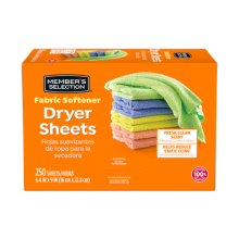 Member's Selection Fabric Softener Dryer Sheets 250 Sheets