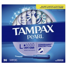 Tampax Pearl Tampons Light Absorbency with BPA-Unscented, 36 Count