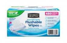 Member's Selection Flushable Wipes 8 Packs / 60 Units