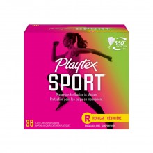 Playtex Sport Regular Plastic Applicator Unscented Tampons, 36 Ct,