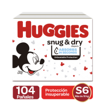 Huggies Snug & Dry Diapers Size 6 / 104 pack