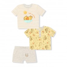 Winne the Pooh Baby Boy Short Sleeve Short Set, 3 Piece Outfit Set, 0/3-24 Months